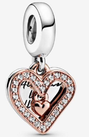 Ragazza Studio Freehand Heart Dangle Charm in 925 Sterling Silver