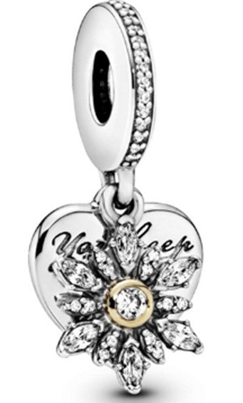 Ragazza Studio Snowflake Heart Charm in 925 Sterling Silver