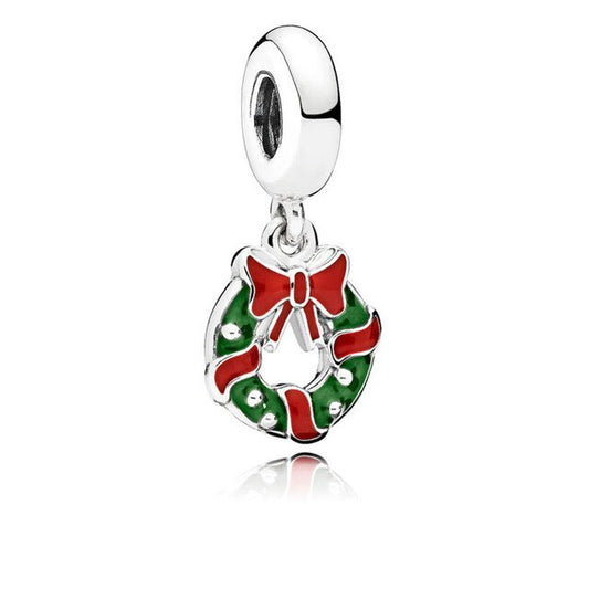 Ragazza Studio Holiday Wreath Dangle Charm in 925 Sterling Silver