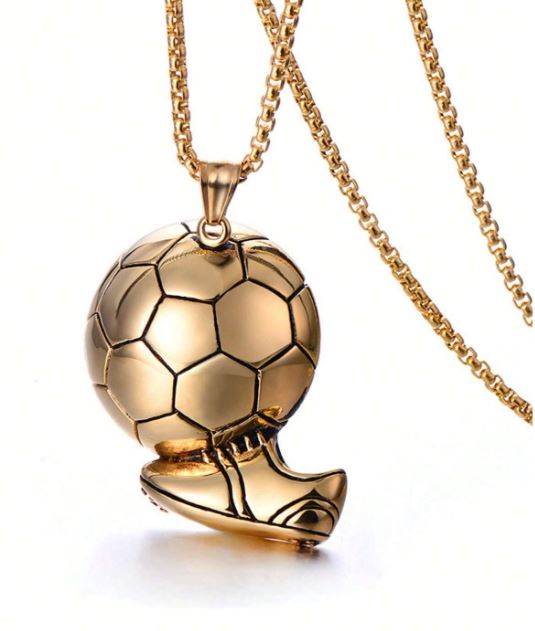 Collar con colgante de balón de fútbol - Acero inoxidable