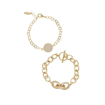 Ettika Women's Mixed Link Chain Bracelet in Metal (Set of 2)