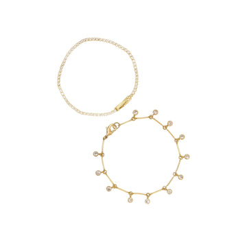 Ettika Women's Droplet Chain Bracelet in Metal (Set of 2)
