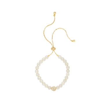 Ettika Women's Pearl Adjustable Bracelet in Brass