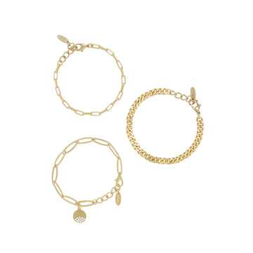 Ettika Women's The Power of Three Bracelets in Gold Plated over Brass