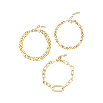 Ettika Women's Chain Game Bracelet in Metal (Set of 3)