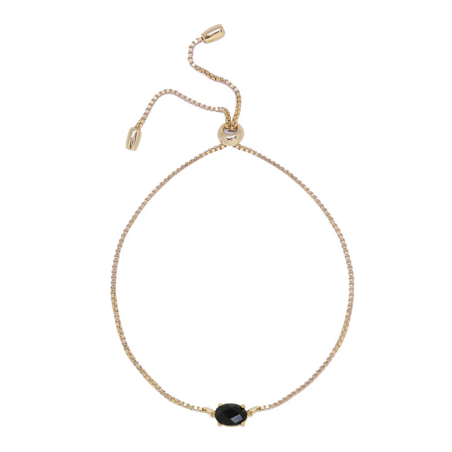 Charged Women's Onyx & Gold Adjustable Chain Bracelet