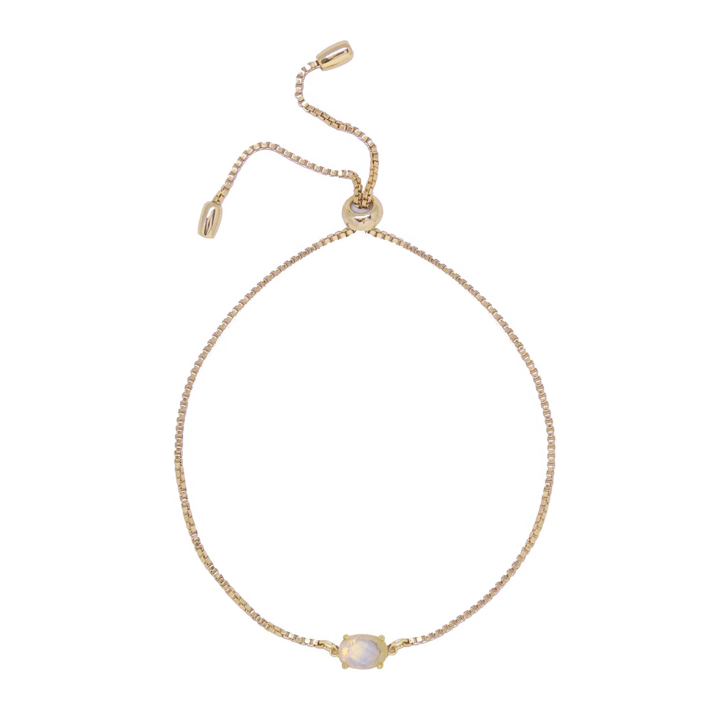 Charged Women's Opal & Gold Adjustable Chain Bracelet