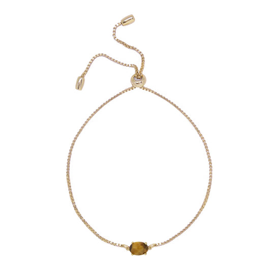 Pulsera de cadena ajustable de oro y ojo de tigre para mujer Charged