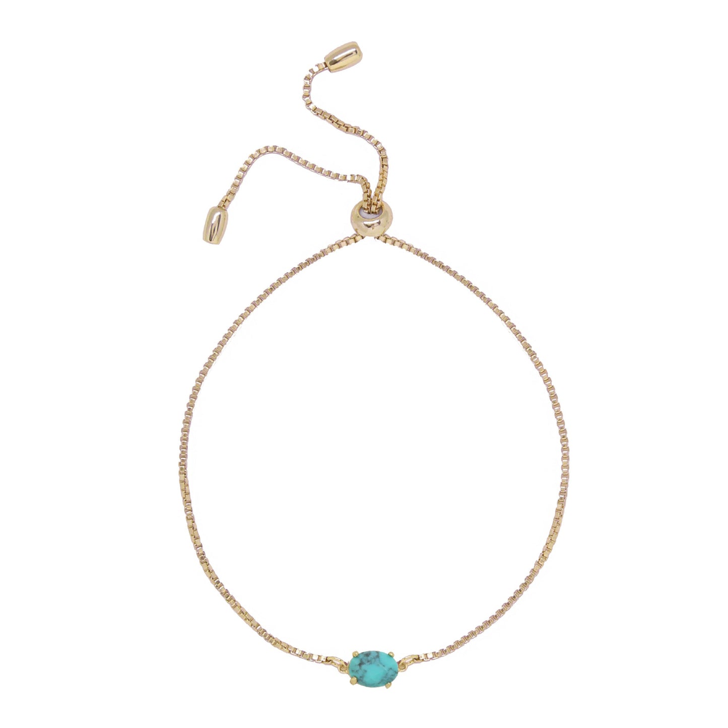 Charged Women's Turquoise & Gold Adjustable Chain Bracelet