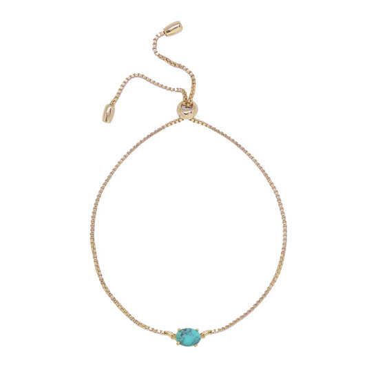 Charged Women's Turquoise & Gold Adjustable Chain Bracelet