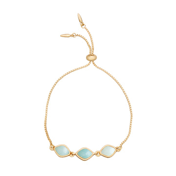 Charged Women's Gold Adjustable Triple Gemstone Bracelet in Gold-Tone Metal