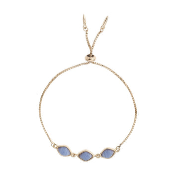 Charged Women's Gold Adjustable Triple Gemstone Bracelet in Gold-Tone Metal
