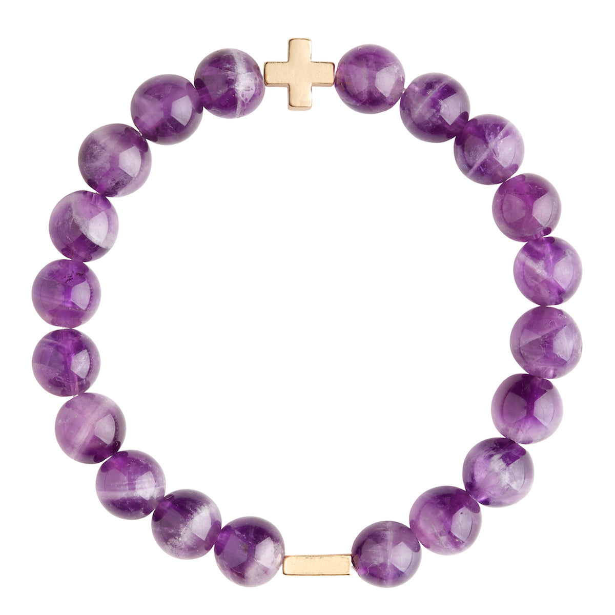 Charged Women's Amethyst & Gold Elastic Bracelet - Small/Medium