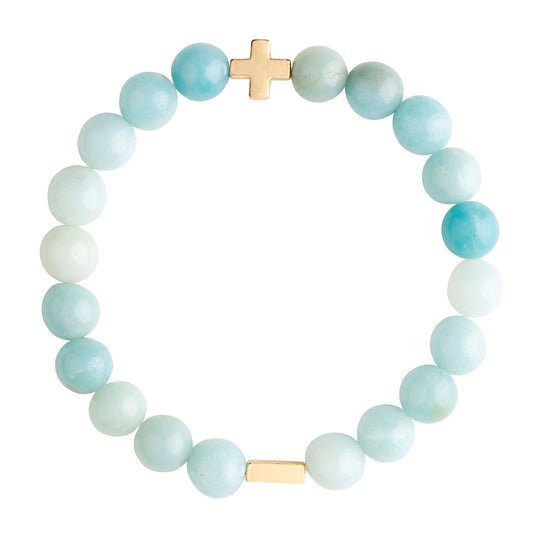 Charged Women's Amazonite & Gold Elastic Bracelet - Small/Medium