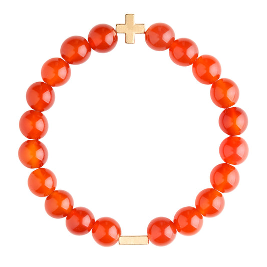 Charged Women's Carnelian & Gold Elastic Bracelet - Small/Medium