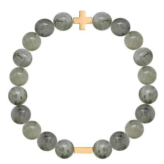 Charged Women's Labradorite & Gold Elastic Bracelet - Small/Medium