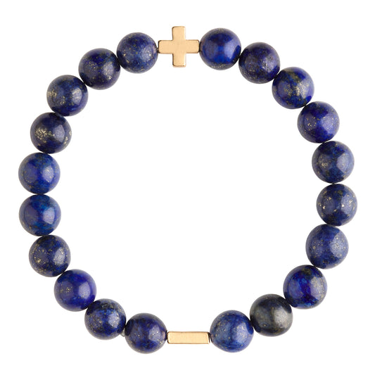 Charged Women's Lapis & Gold Elastic Bracelet - Small/Medium