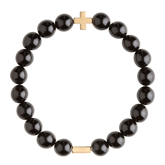 Charged Women's Onyx & Gold Elastic Bracelet - Small/Medium