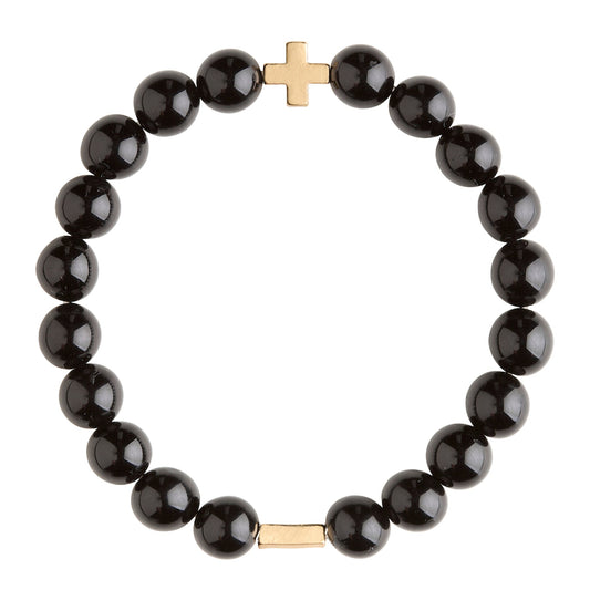 Charged Women's Onyx & Gold Elastic Bracelet - Medium/Large