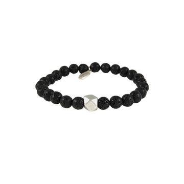 Mr. Ettika MB215ONXS Men's Onyx Stretch Bracelet in Stainless Steel
