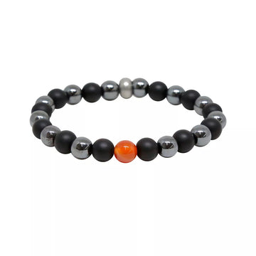Mr. Ettika Women's Carnelian and Hematite Bracelet in Gold Plated over Metal
