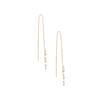 Ettika Women's Crystal Baguette Threader Earrings in 18K Gold Plated over Metal