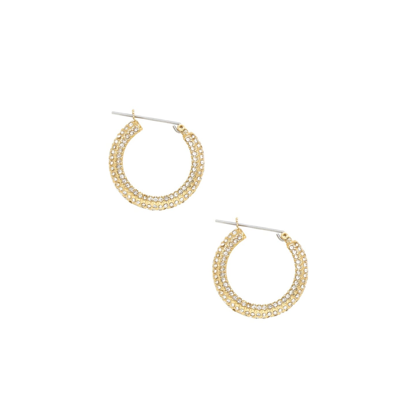 Ettika Women's Sparkle Bits Crystal 18k Gold Plated Mini Hoop Earrings