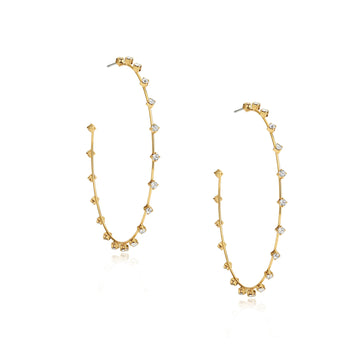 Ettika Women's Simple Spark Crystal Hoop Earrings in 18K Gold Plated over Metal