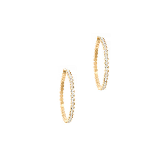 Ettika Women's Perfect Thin Crystal 18k Gold Plated Hoop Earrings