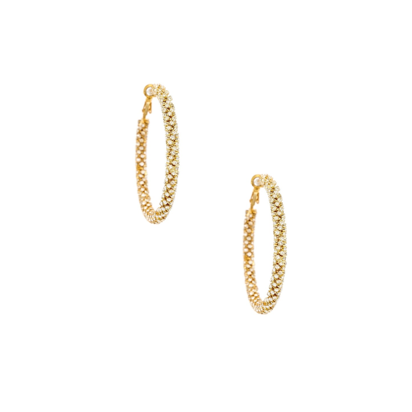 Ettika Women's Rope Chain Crystal 18k Gold Plated Hoop Earrings