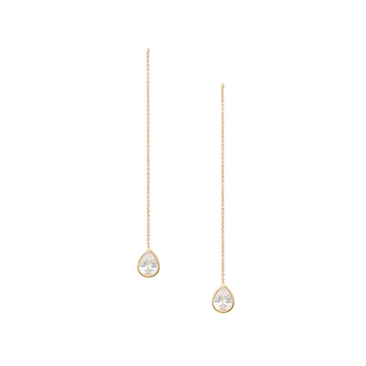 Ettika Women's Barely Three Chain and Crystal with 18k Gold Plated Dangle Earrings