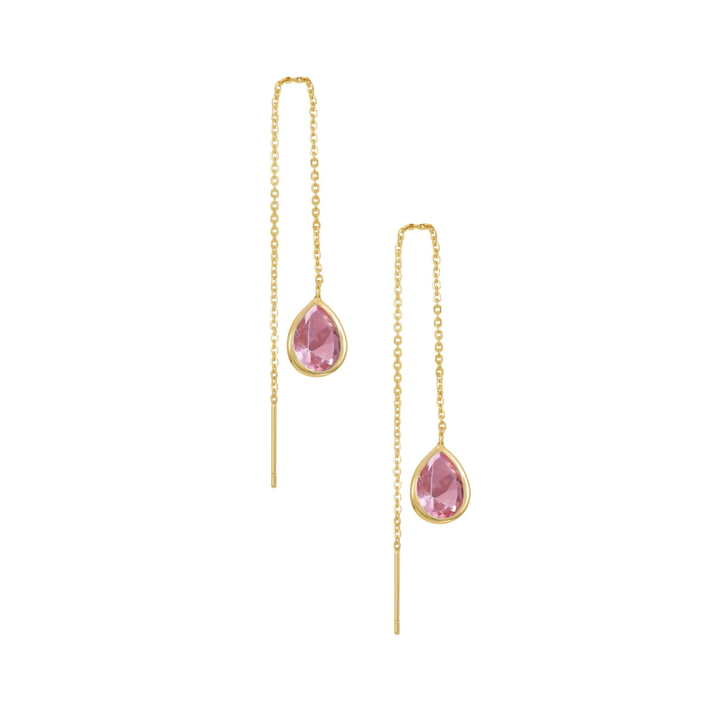 Ettika Women's Barely Three Chain and Light Pink Crystal with 18k Gold Plated Dangle Earrings