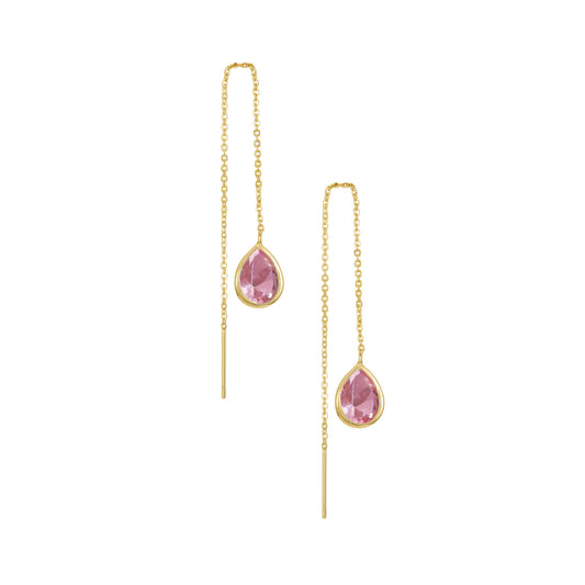 Ettika Women's Barely Three Chain and Light Pink Crystal with 18k Gold Plated Dangle Earrings