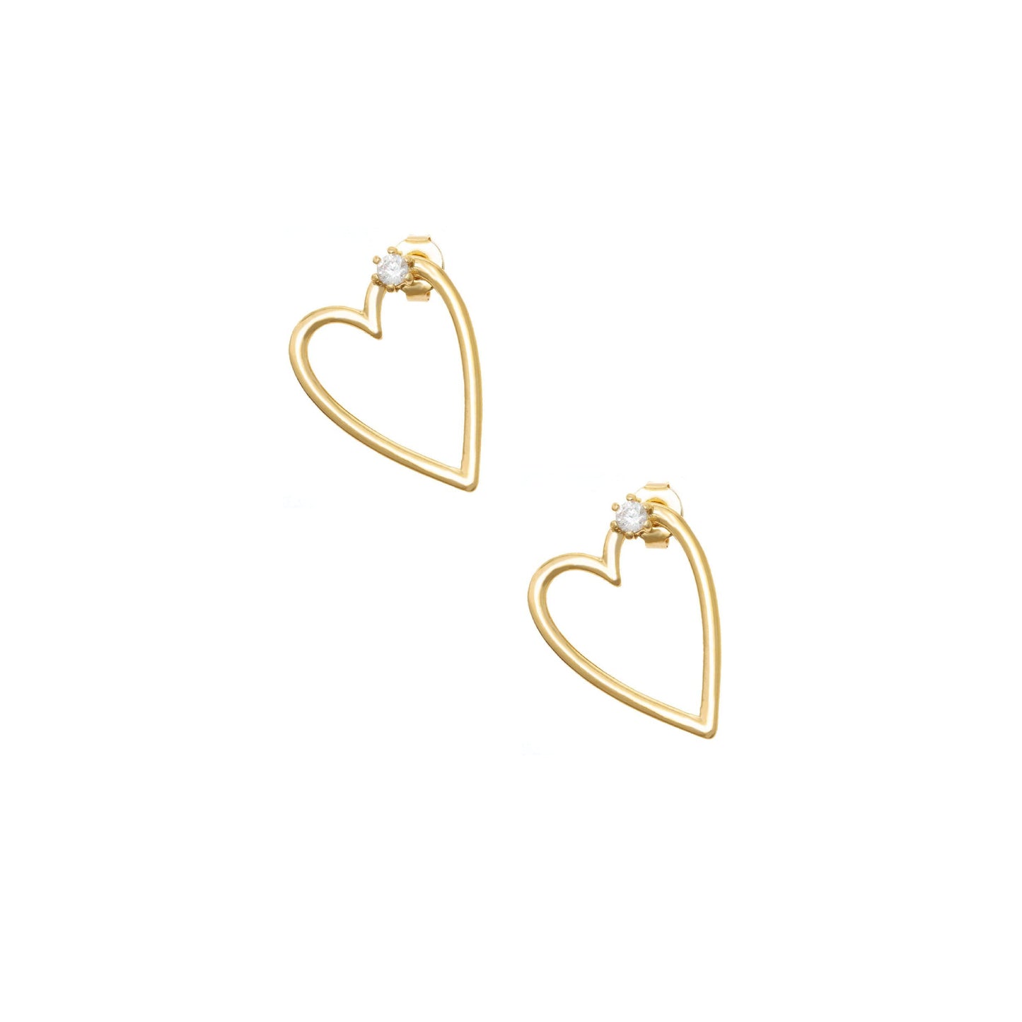 Ettika Women's Subtle Love 18k Gold Plated Heart Earrings