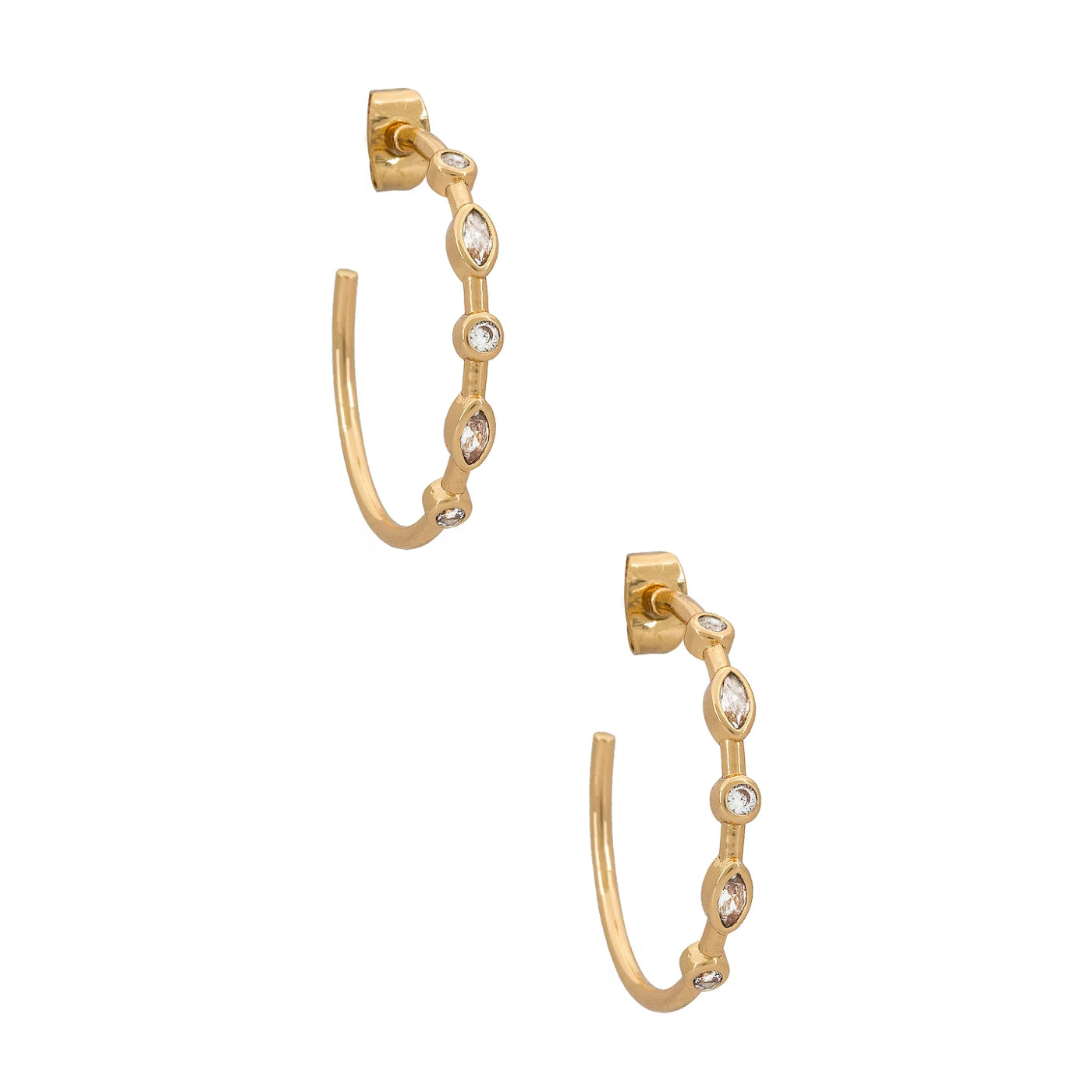 Ettika Crystal Queen Women's 18k Gold Plated Hoops