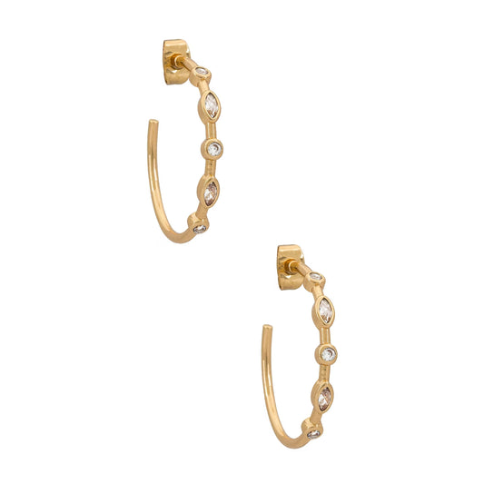 Ettika Crystal Queen Women's 18k Gold Plated Hoops