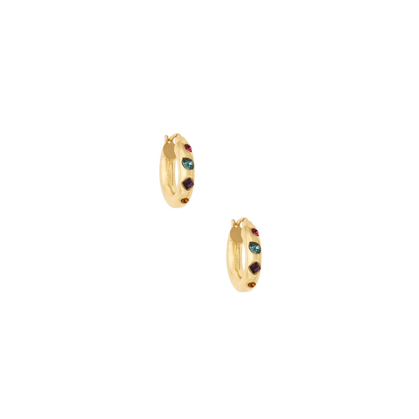 Ettika Women's Rainbow Crystal 18k Gold Plated Hoop Earrings