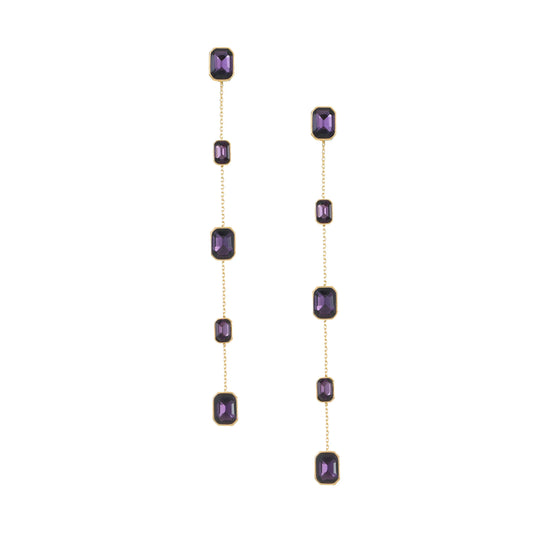 Ettika Iconic Amethyst Crystal Women's 18k Gold Plated Dangle Earrings