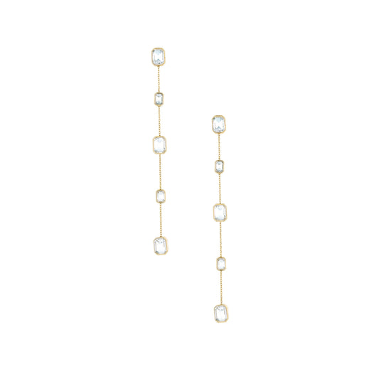 Ettika Iconic Clear Crystal Women's 18k Gold Plated Dangle Earrings