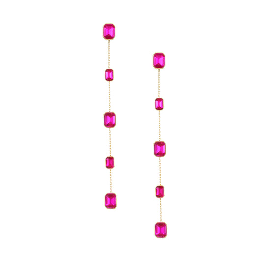 Ettika Iconic Fuchsia Crystal Women's 18k Gold Plated Dangle Earrings