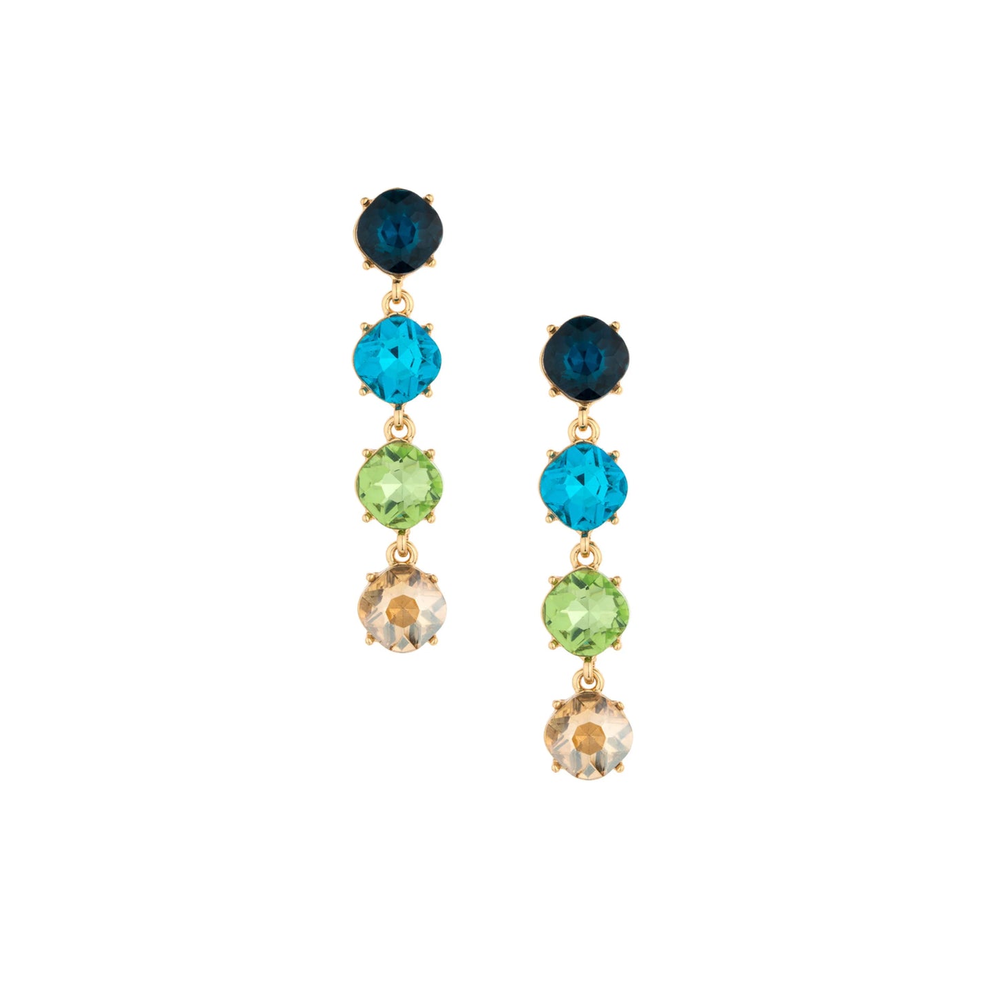 Ettika Four The Money Blue Mixed Crystal Women's 18k Gold Plated Earrings