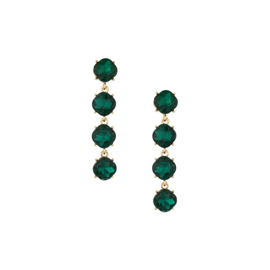 Ettika Four The Money Emerald Crystal Women's 18k Gold Plated Earrings