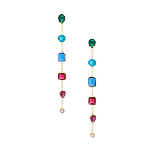 Ettika Rainbow Crystal Candy Women's 18k Gold Plated Drop Earrings