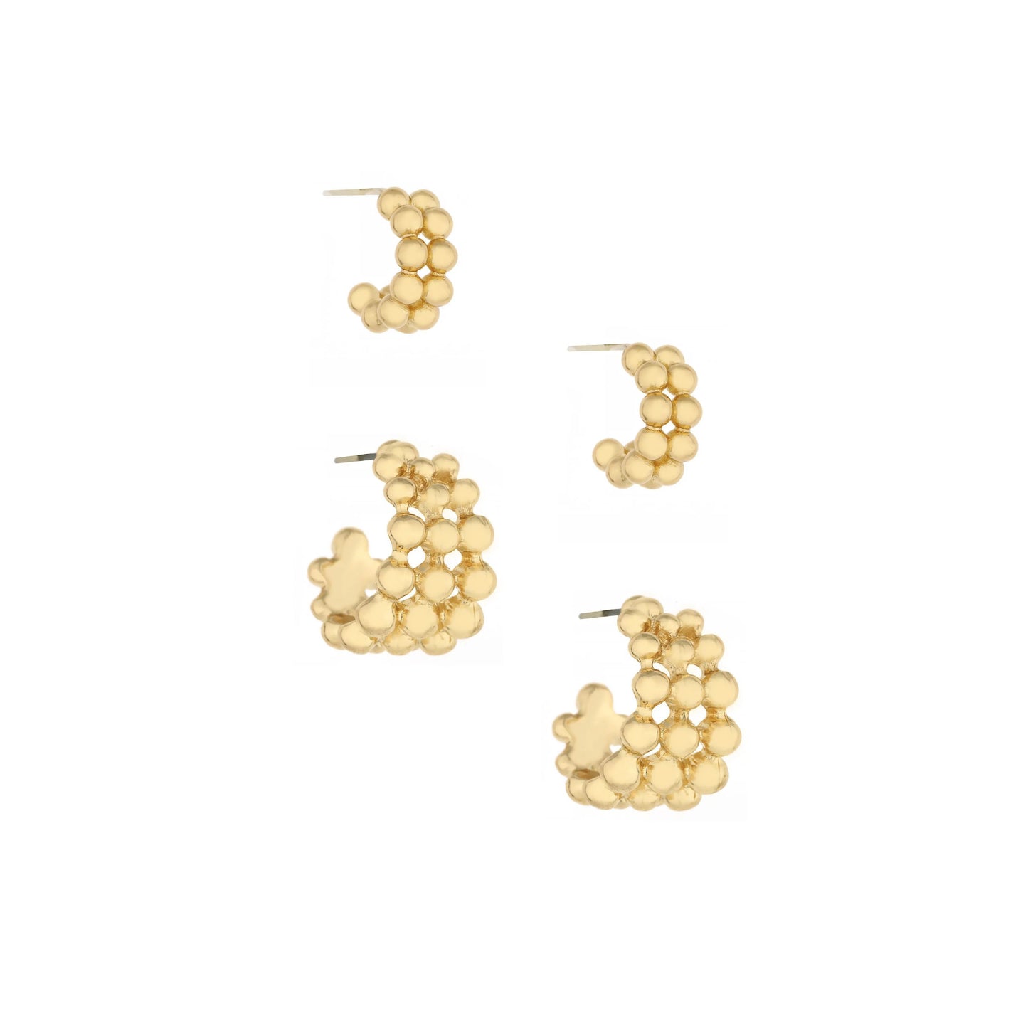 Ettika Bubble 18k Gold Plated Hoop Set