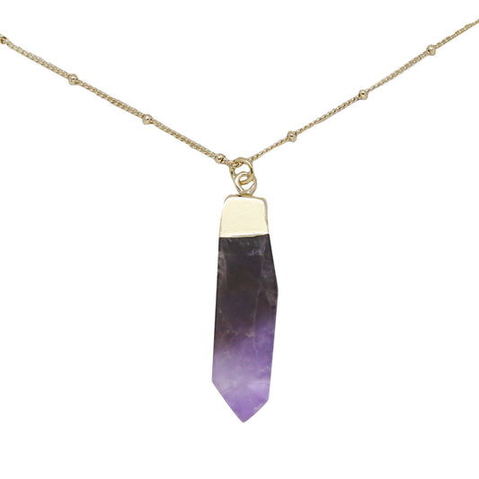 Charged 18" Amethyst 18k Gold Plated Pendant Necklace