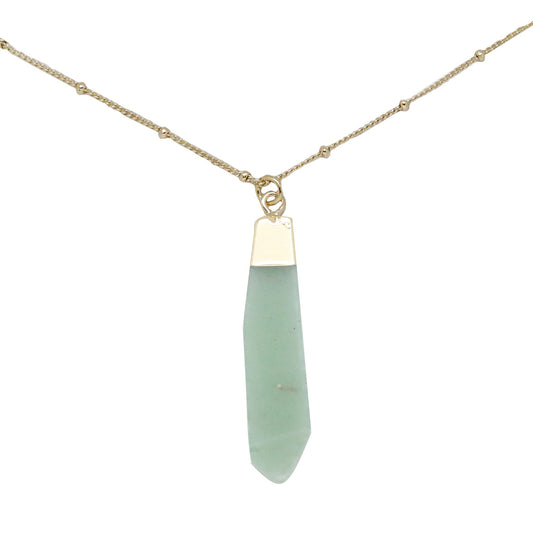 Charged 18" Aventurine 18k Gold Plated Pendant Necklace