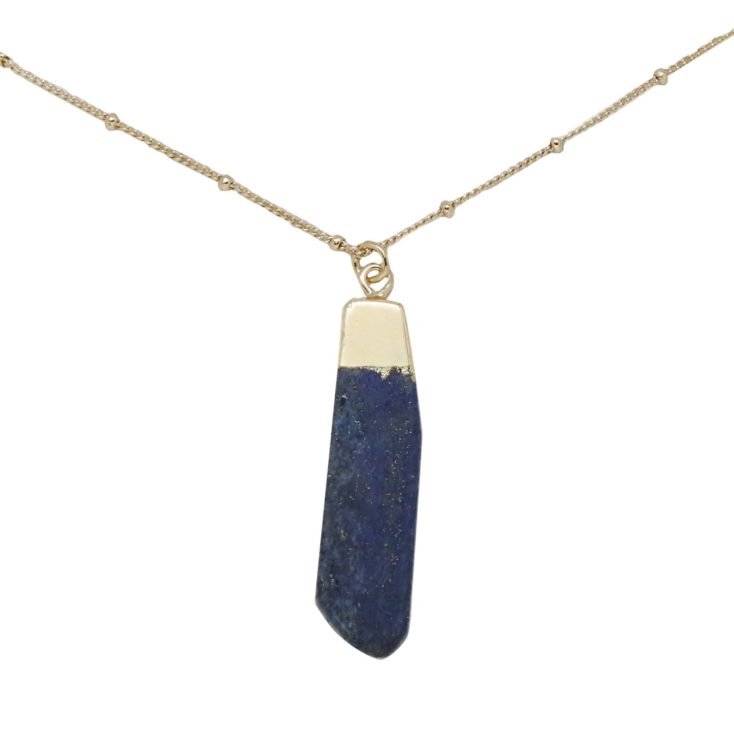 Charged 18" Lapis 18k Gold Plated Pendant Necklace