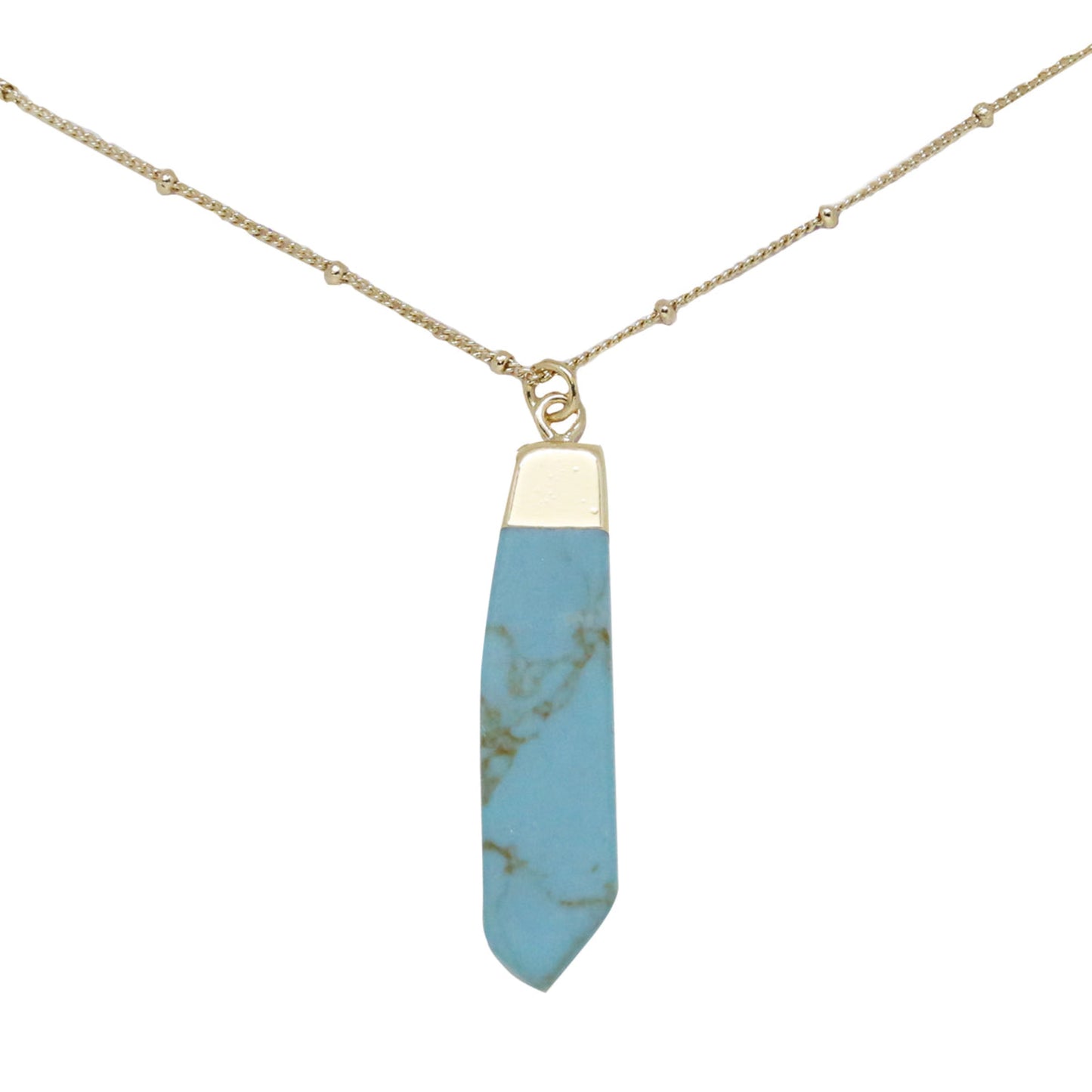 Charged 18" Turquoise 18k Gold Plated Pendant Necklace