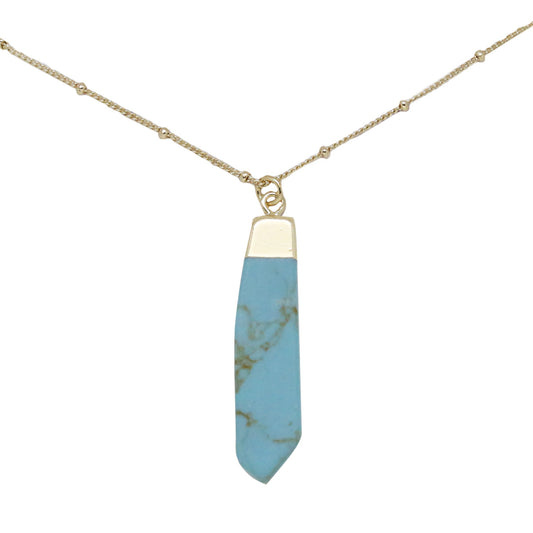 Charged 18" Turquoise 18k Gold Plated Pendant Necklace