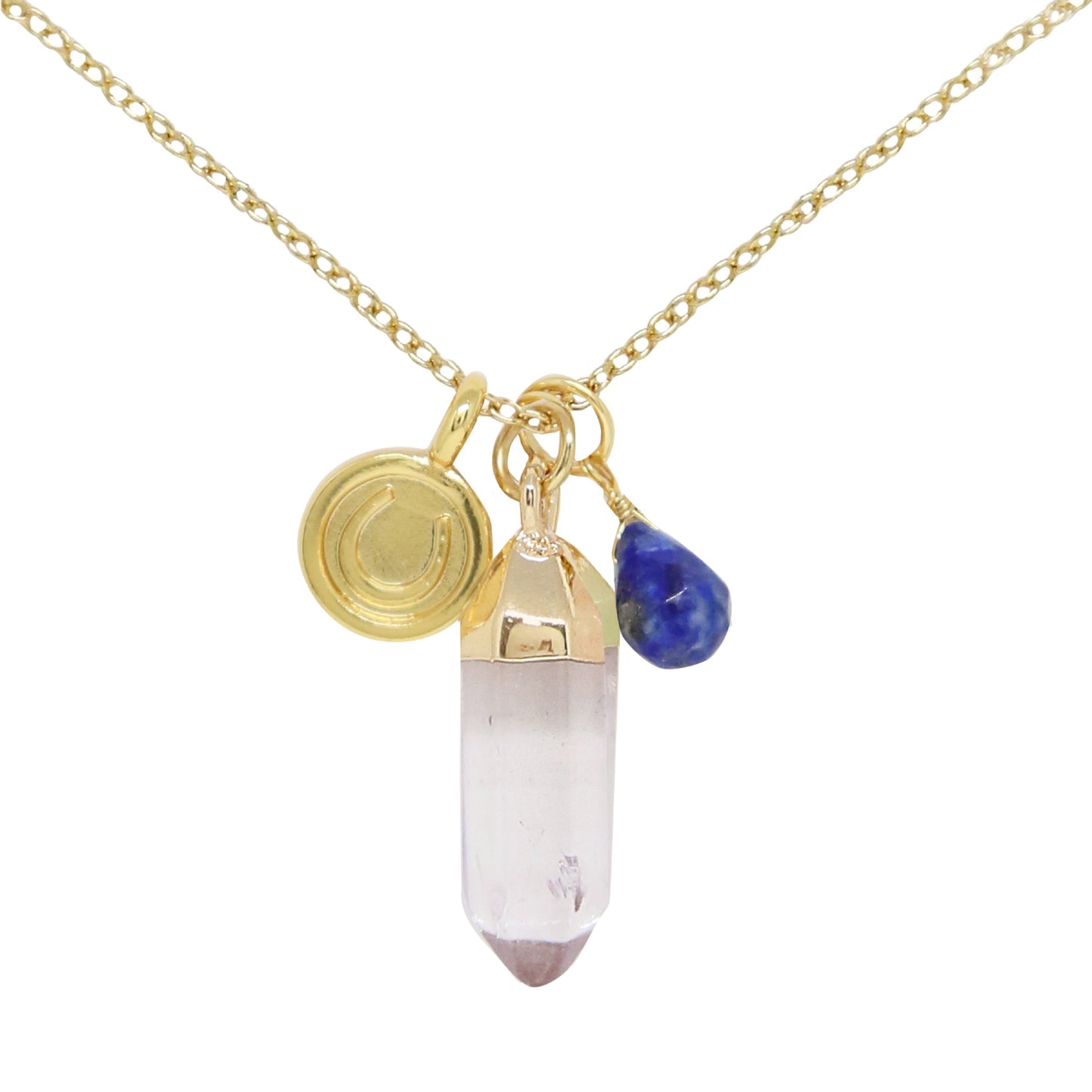 Charged 16" Lapis 18k Gold Plated Charm Necklace